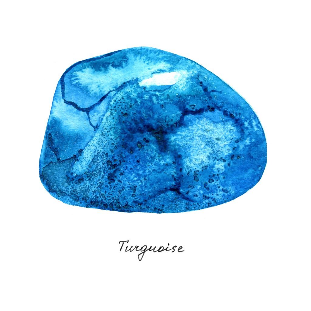 Turquoise gem watercolor illustration