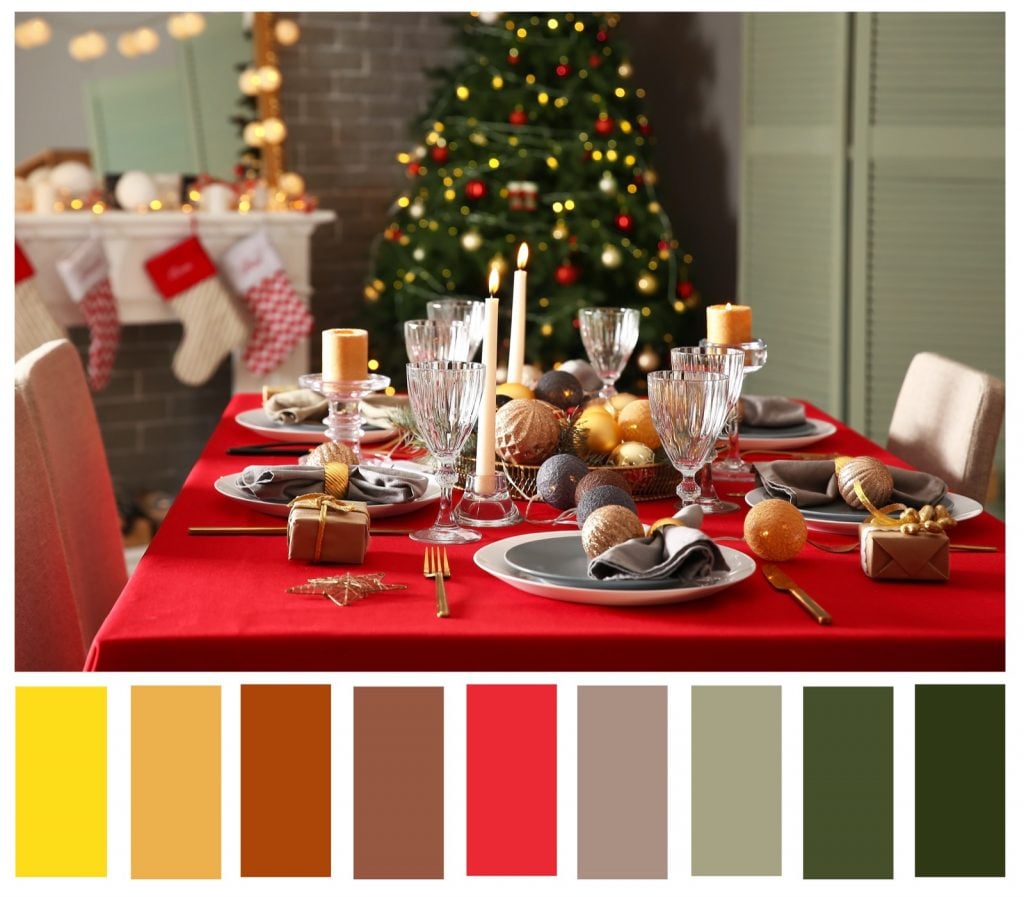 Red, Green, and Golden Traditions Color Palette