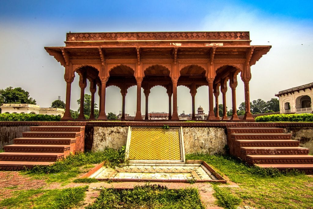 Yellow tiles in the Shalamar Gardens of Pakistan